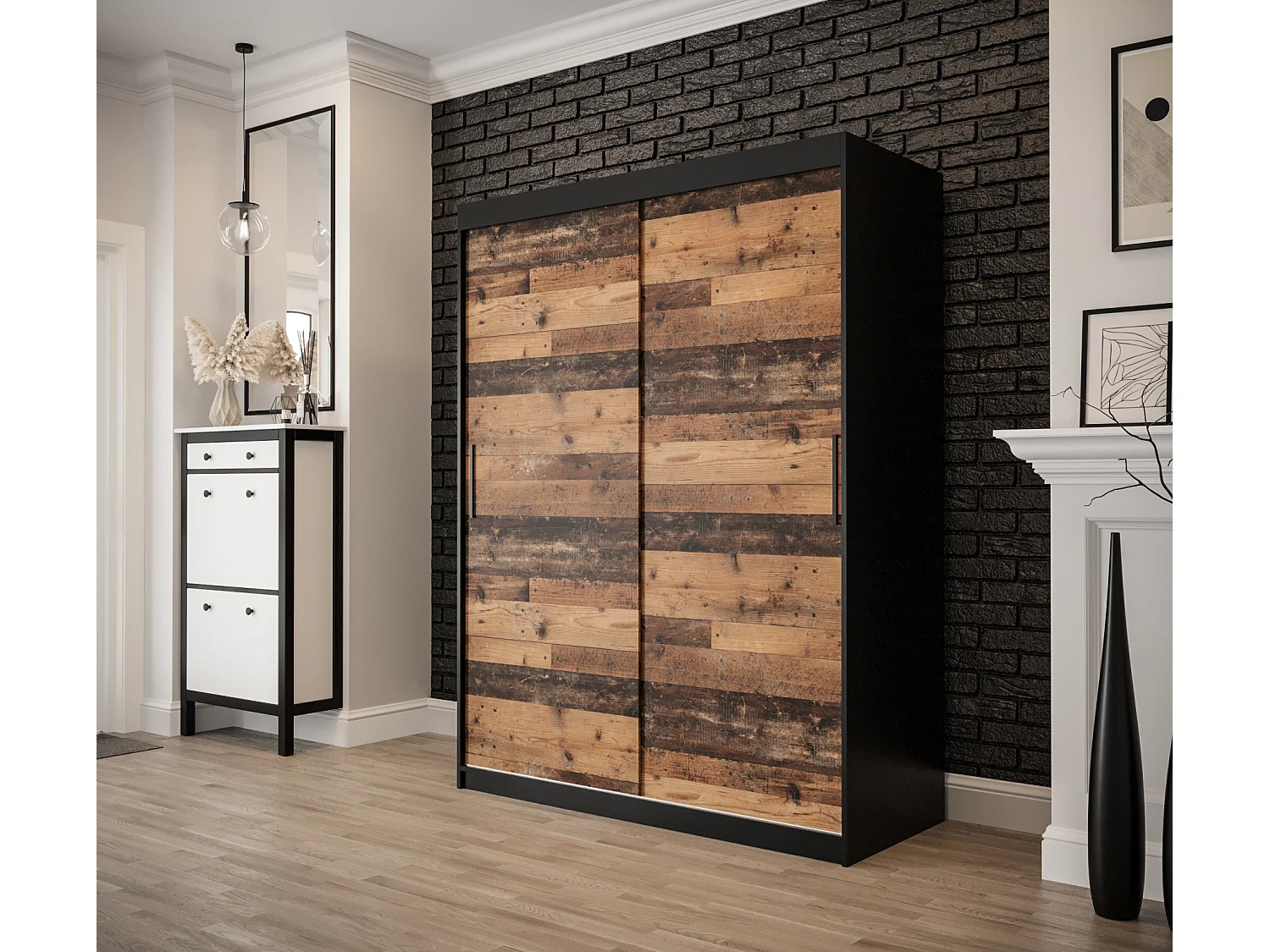 ARMOIRE OLD STYLE  À PORTES COULISSANTES 200/150/62 2 portes