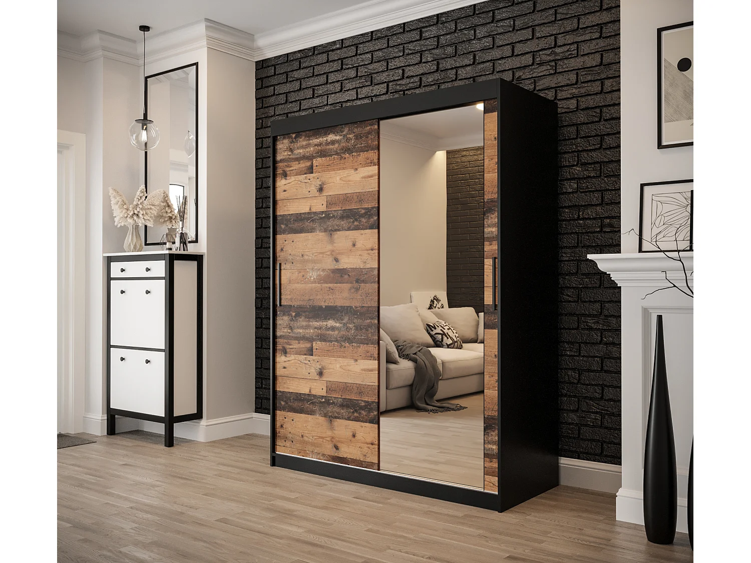 ARMOIRE OLD STYLE 2 À PORTES COULISSANTES 200/150/62 2 portes