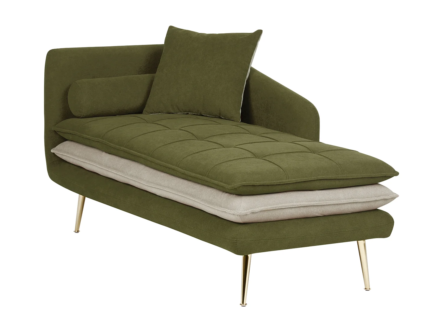 Chaise longue côté droite GONESSE Tissu Vert