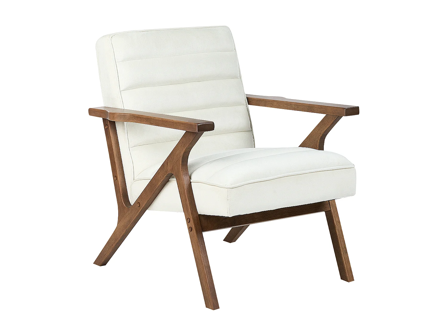 Fauteuil KISA Velours Blanc cassé