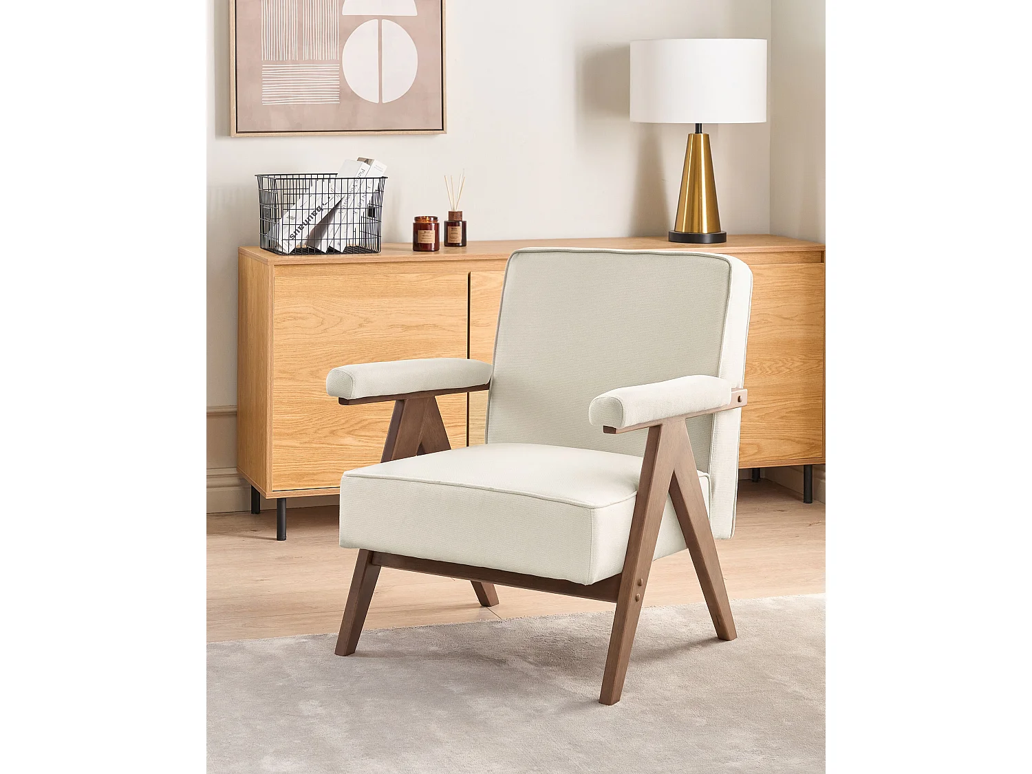 Fauteuil EVJE Tissu Beige clair