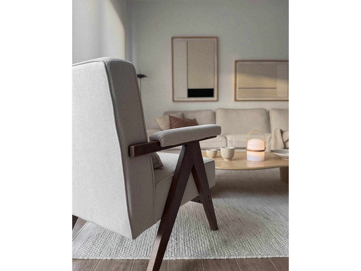 Sessel EVJE Stoff Creme