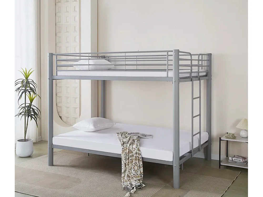 Lit double superposé 4 places 140x190 en acier TITAN, Gris