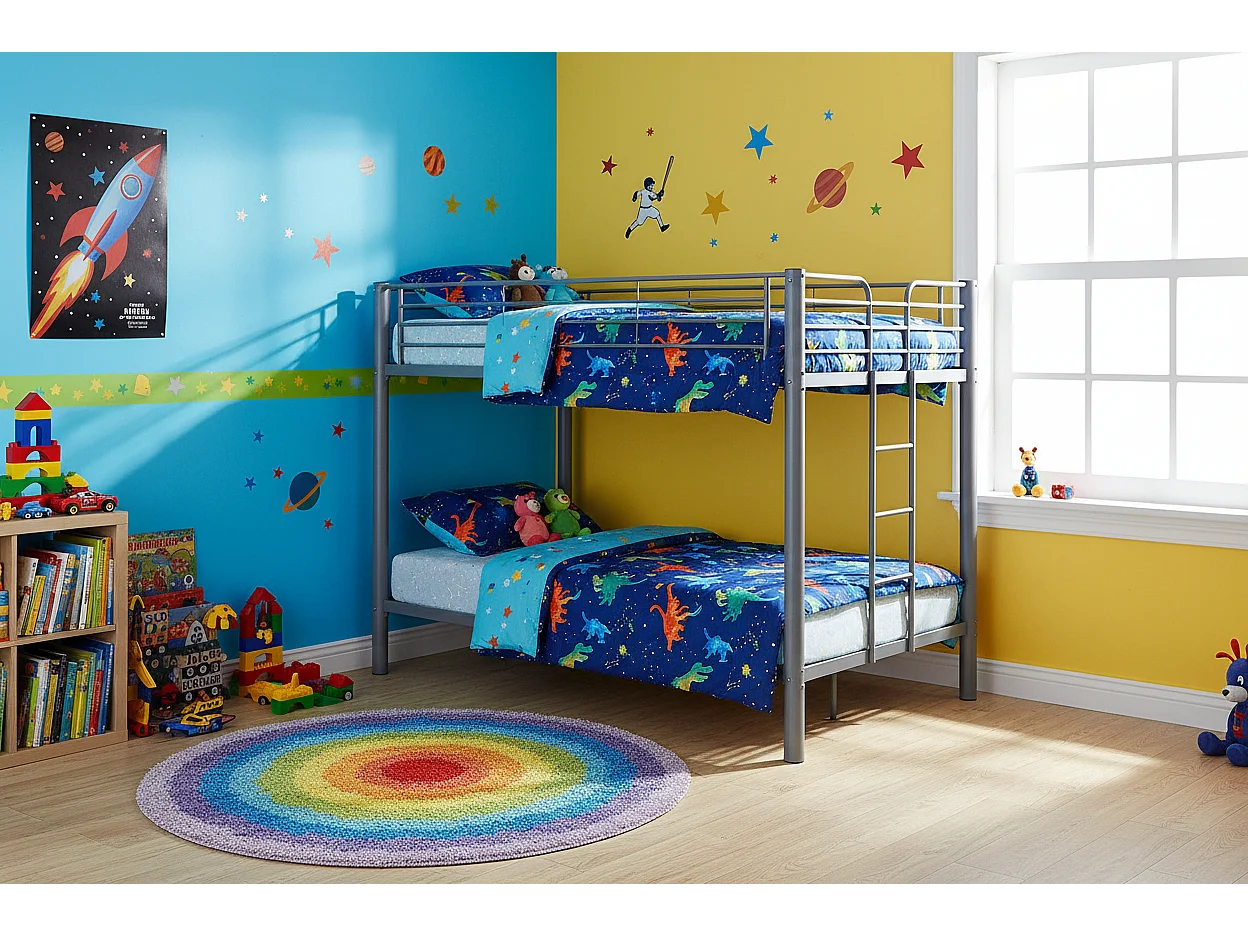 Lit double superposé 4 places 140x190 en acier TITAN, Gris