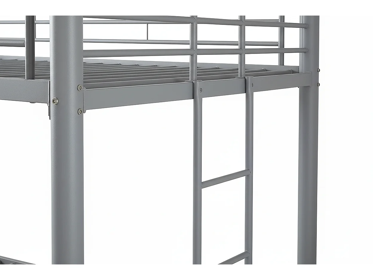 Lit superposé 4 personnes métal gris 140x190 cm sommier inclus COLOSSE