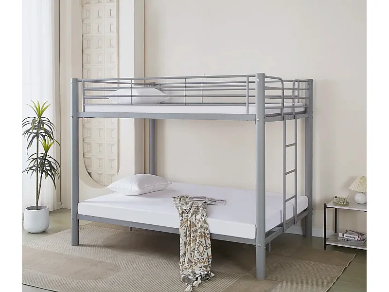 Lit double superposé 4 places 140x190 en acier TITAN, Gris