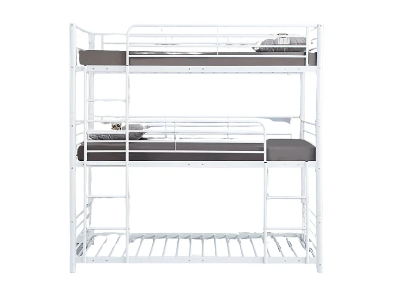 Lit superposé en métal TRIPLE 3 couchages 90x190 cm Blanc