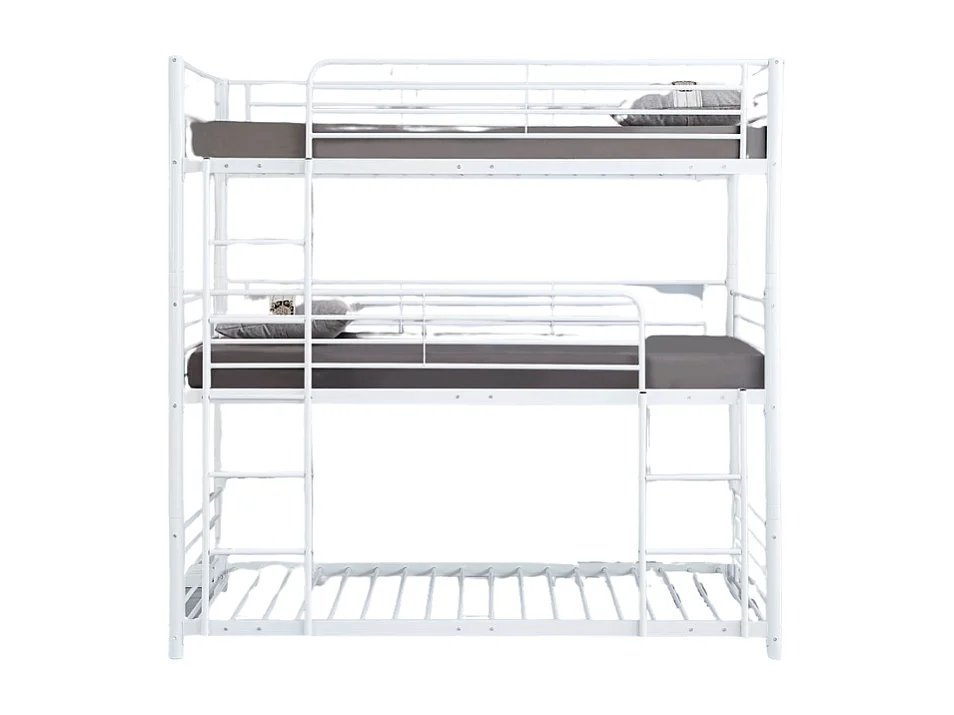 Lit superposé en métal TRIPLE 3 couchages 90x190 cm Blanc