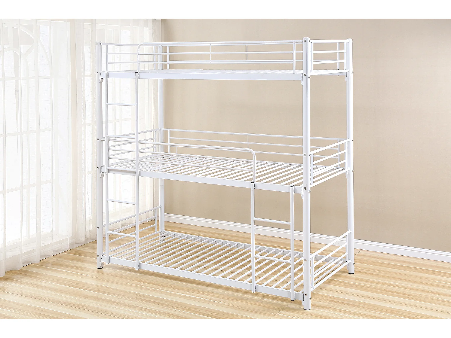 Lit superposé en métal TRIPLE 3 couchages 90x190 cm Blanc
