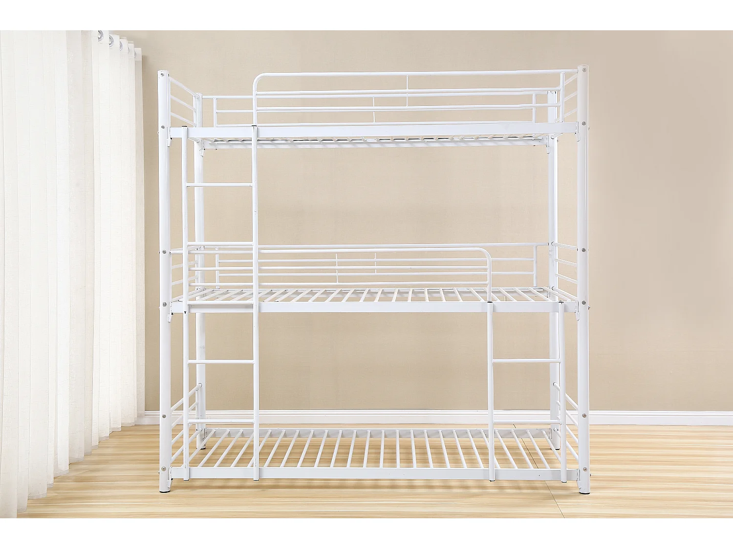 Lit superposé en métal TRIPLE 3 couchages 90x190 cm Blanc