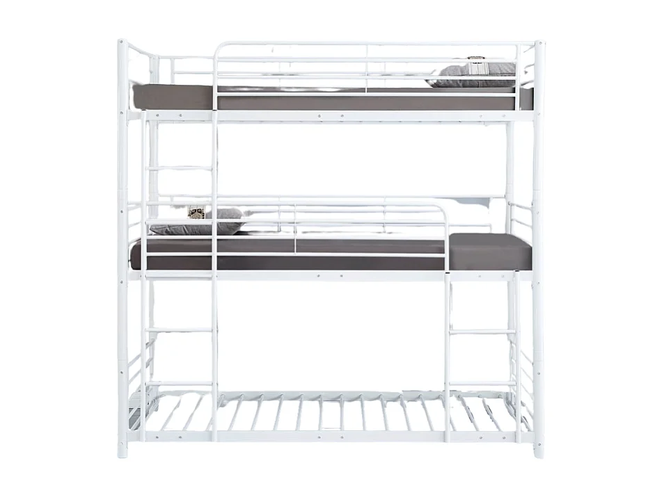 Lit superposé métal 3 couchages 90x190 cm Blanc TRIPLE