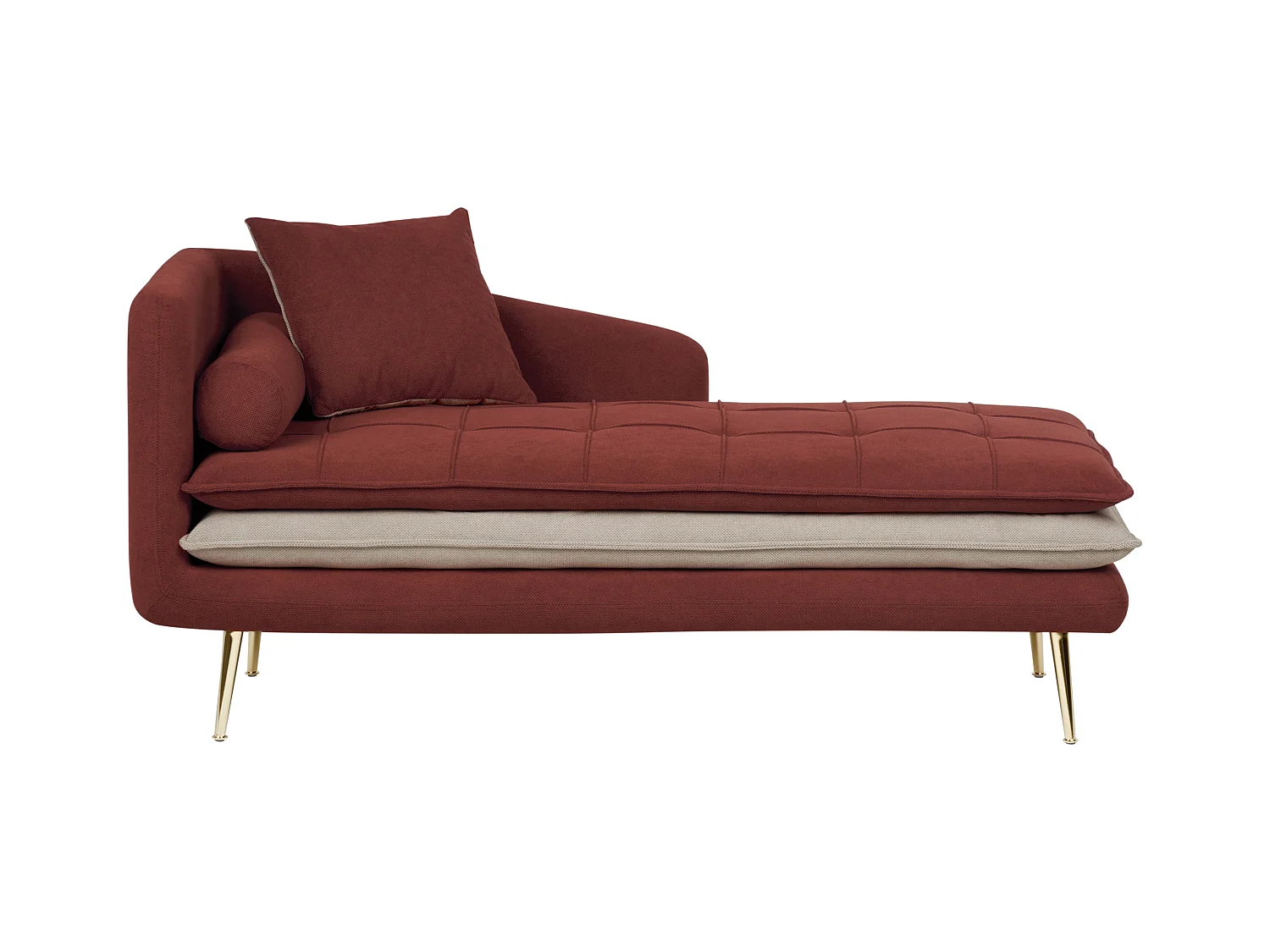 Chaise longue côté droite GONESSE Tissu Rouge