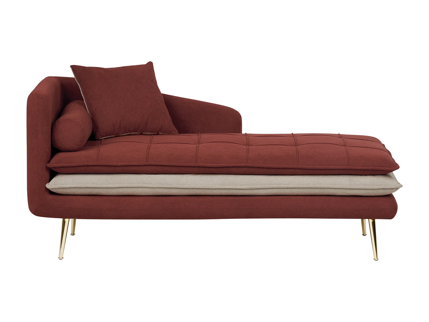 Chaise longue côté droite GONESSE Tissu Rouge
