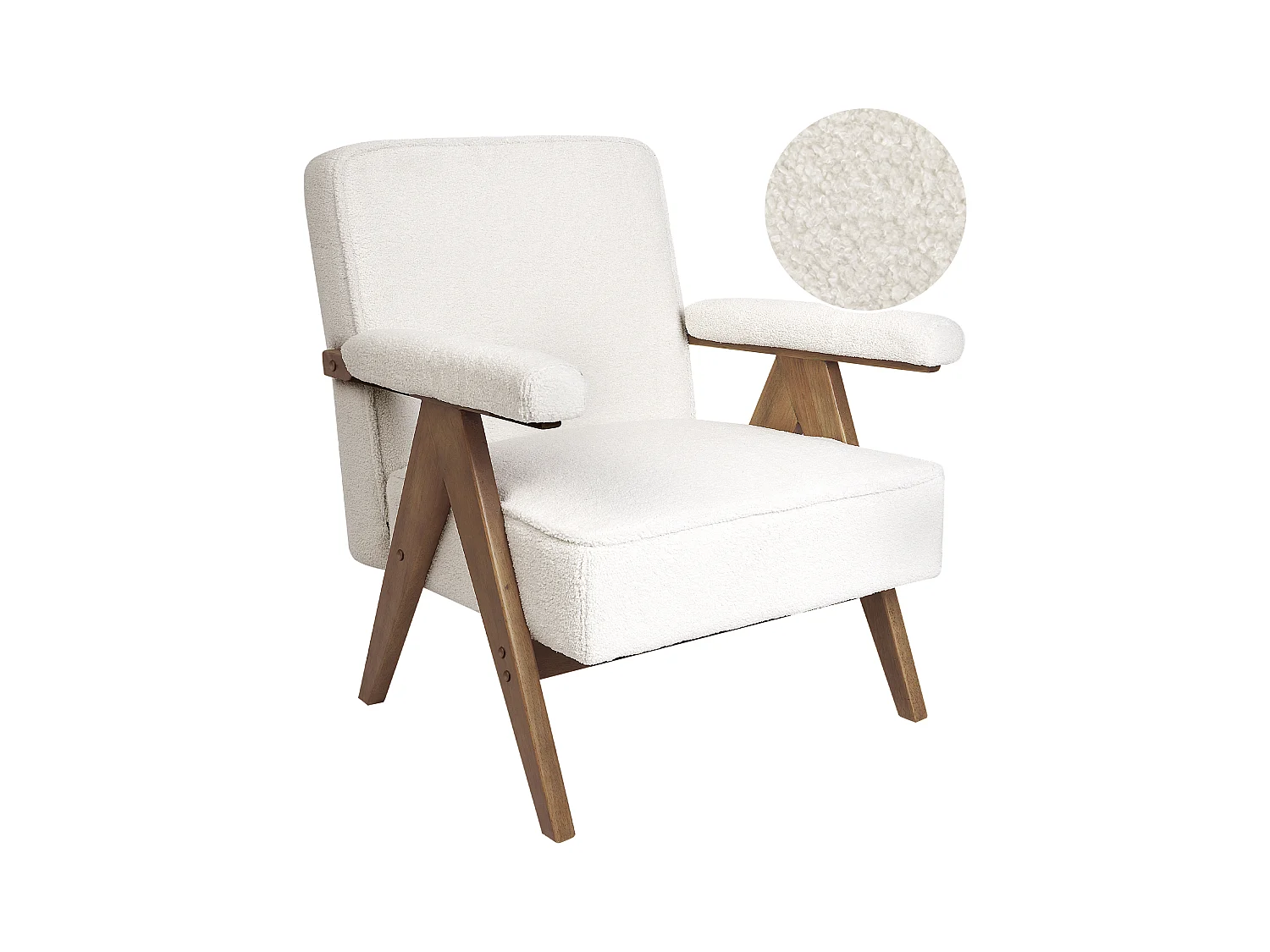 Fauteuil EVJE Bouclé Blanc cassé