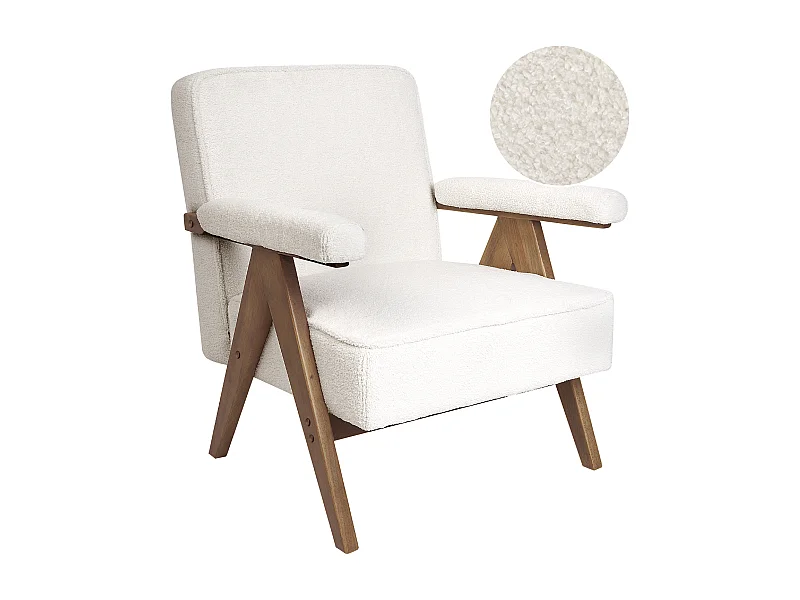 Fauteuil EVJE Bouclé Blanc cassé