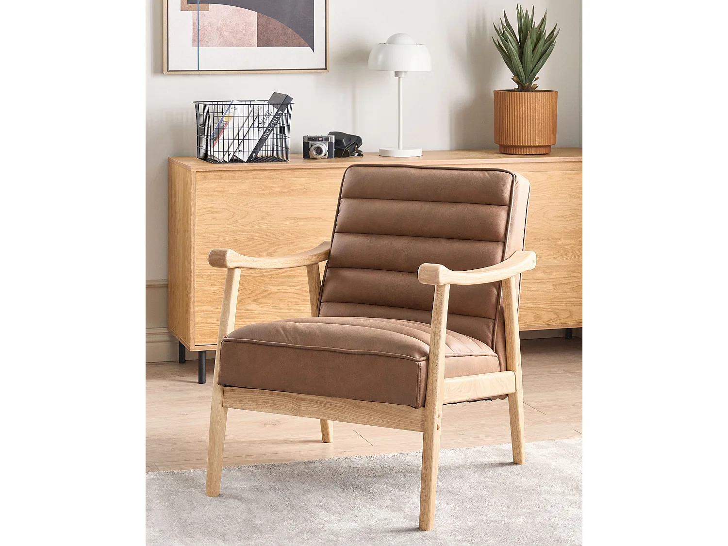 Sessel LEKNES Kunstleder Braun