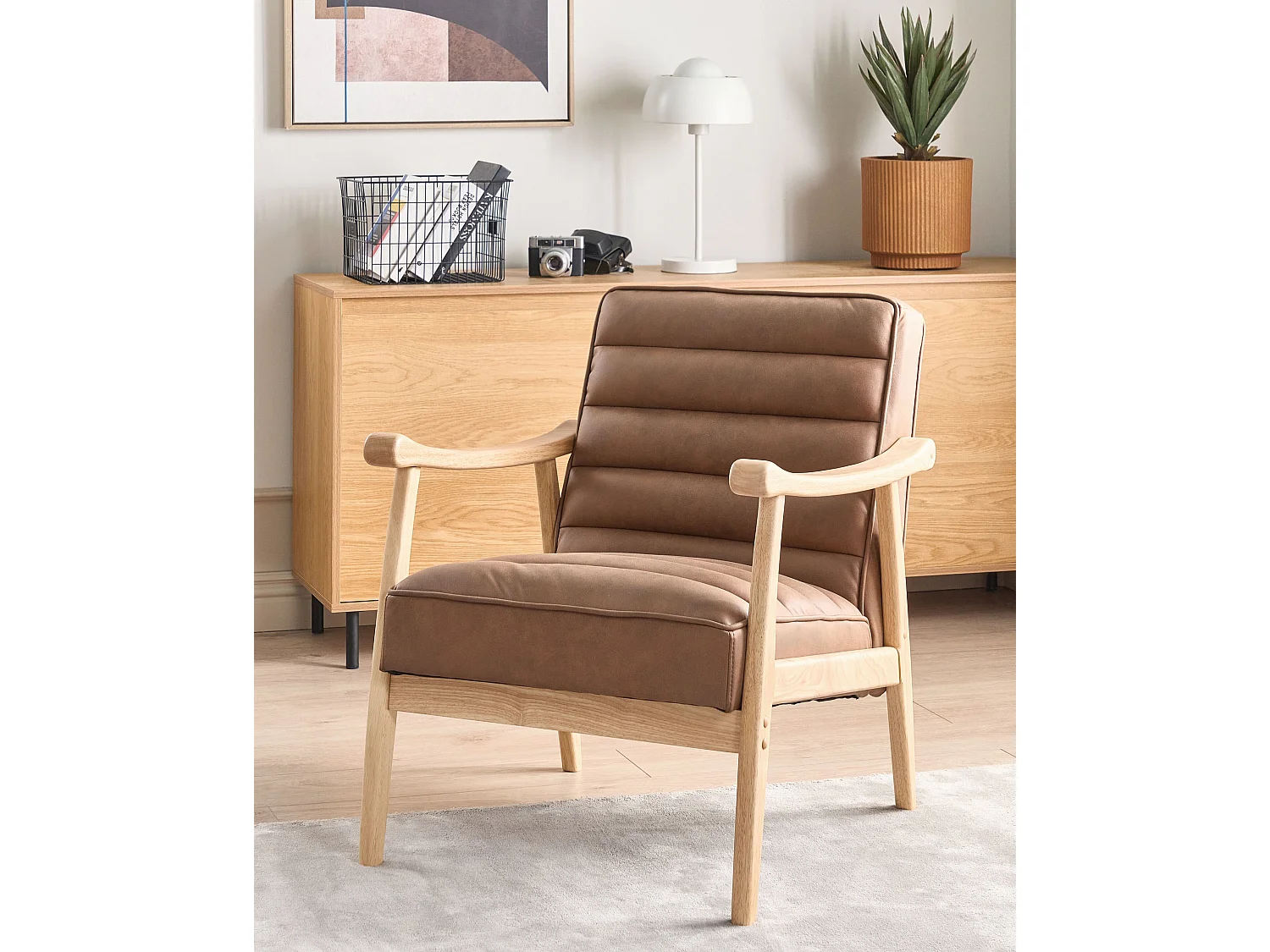 Fauteuil LEKNES Kunstleer Bruin