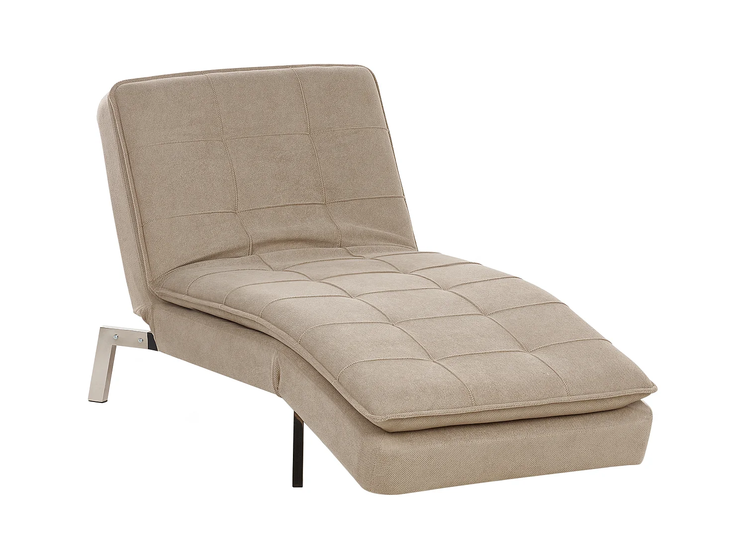 Chaiselongue Stoffbezug beige verstellbar gesteppt Stahlgestell Récamiere Loiret