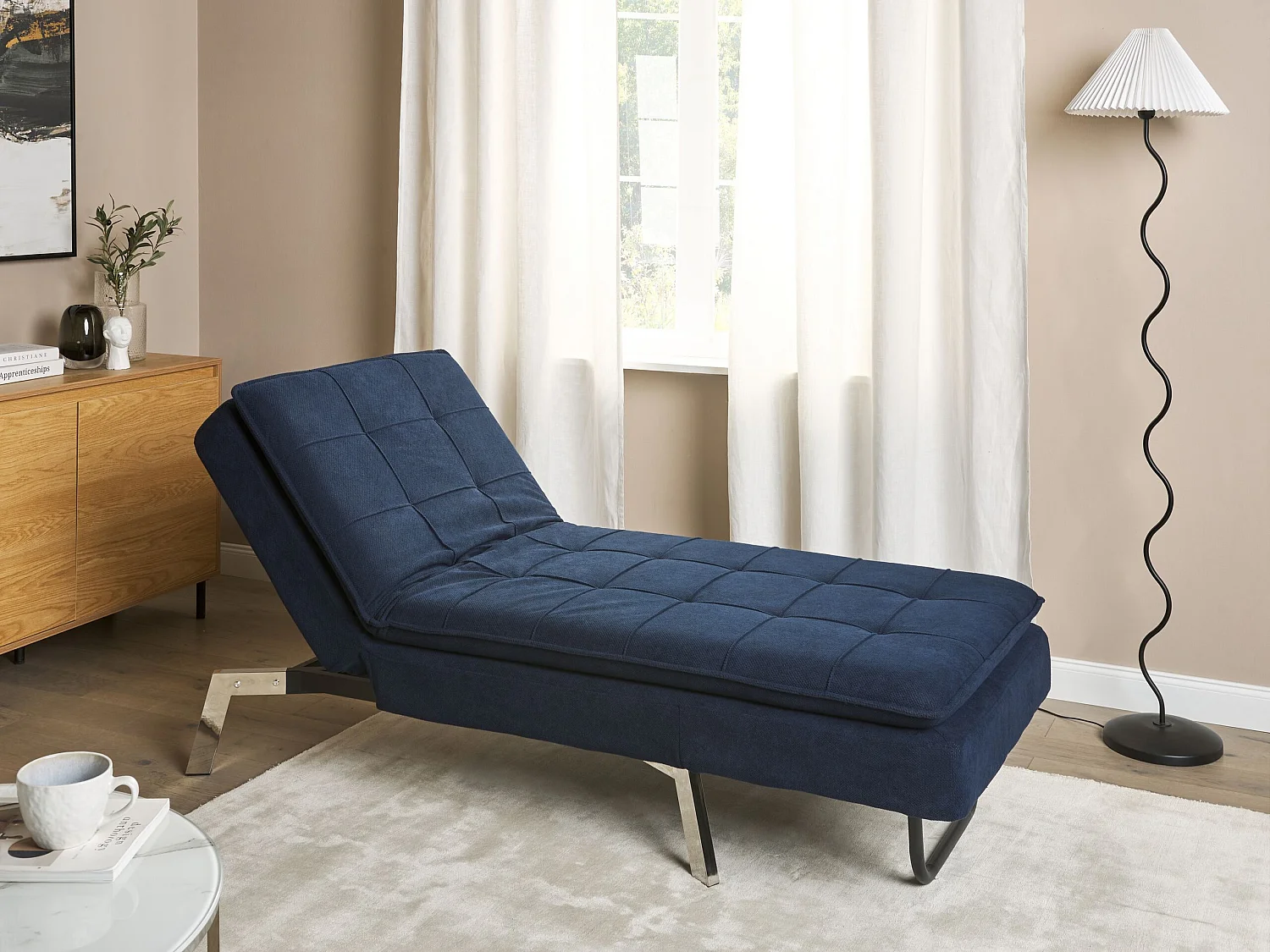 Chaise longue LOIRET Tissu Bleu marine