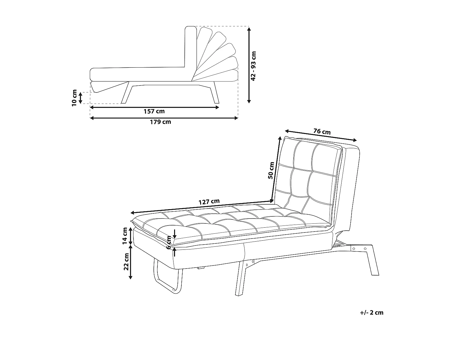 Chaise longue LOIRET Tissu Bleu marine