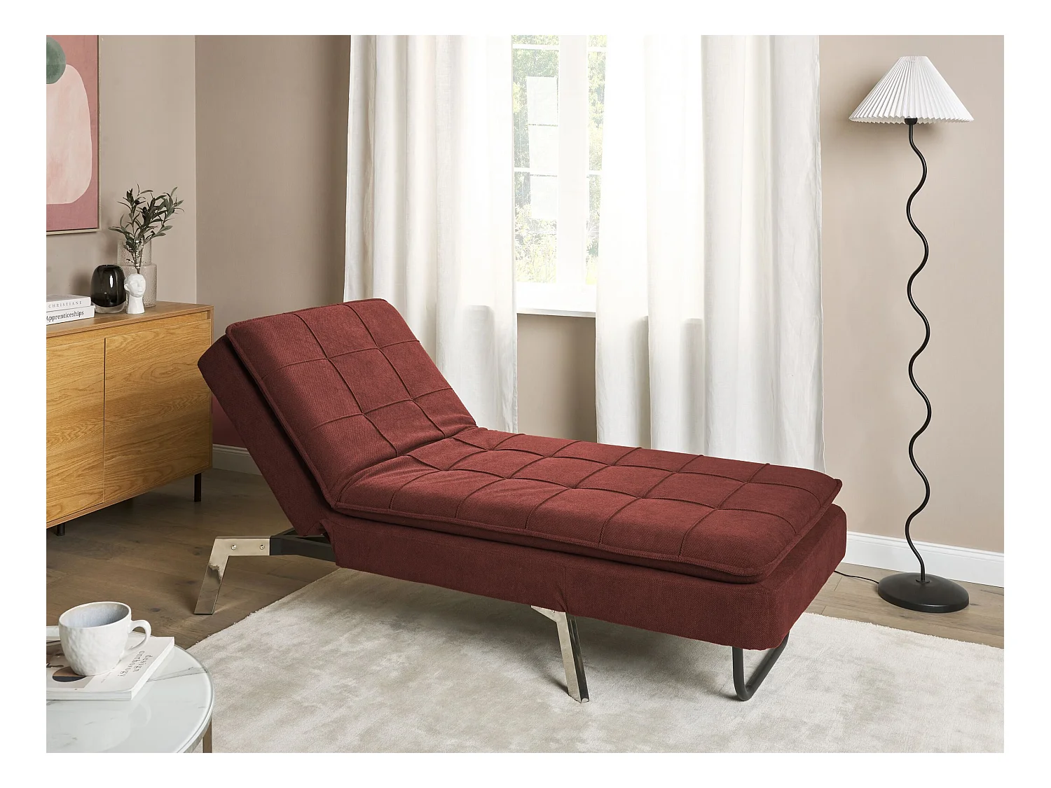 Chaise longue LOIRET Tissu Rouge
