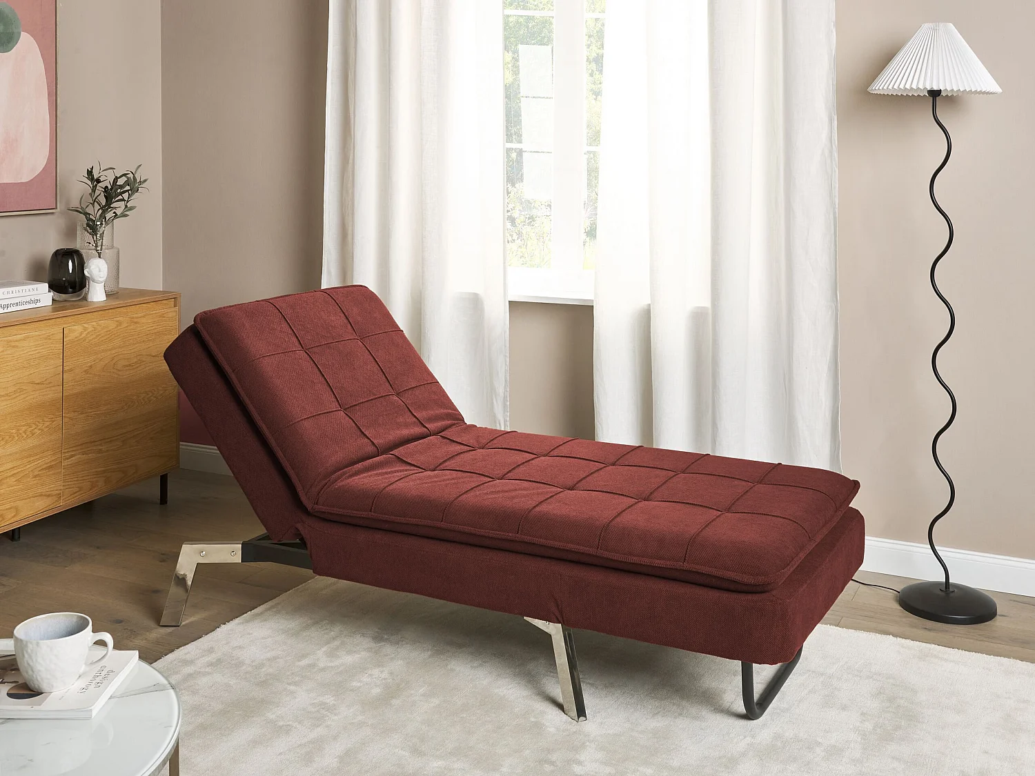 Chaise longue LOIRET Tissu Rouge