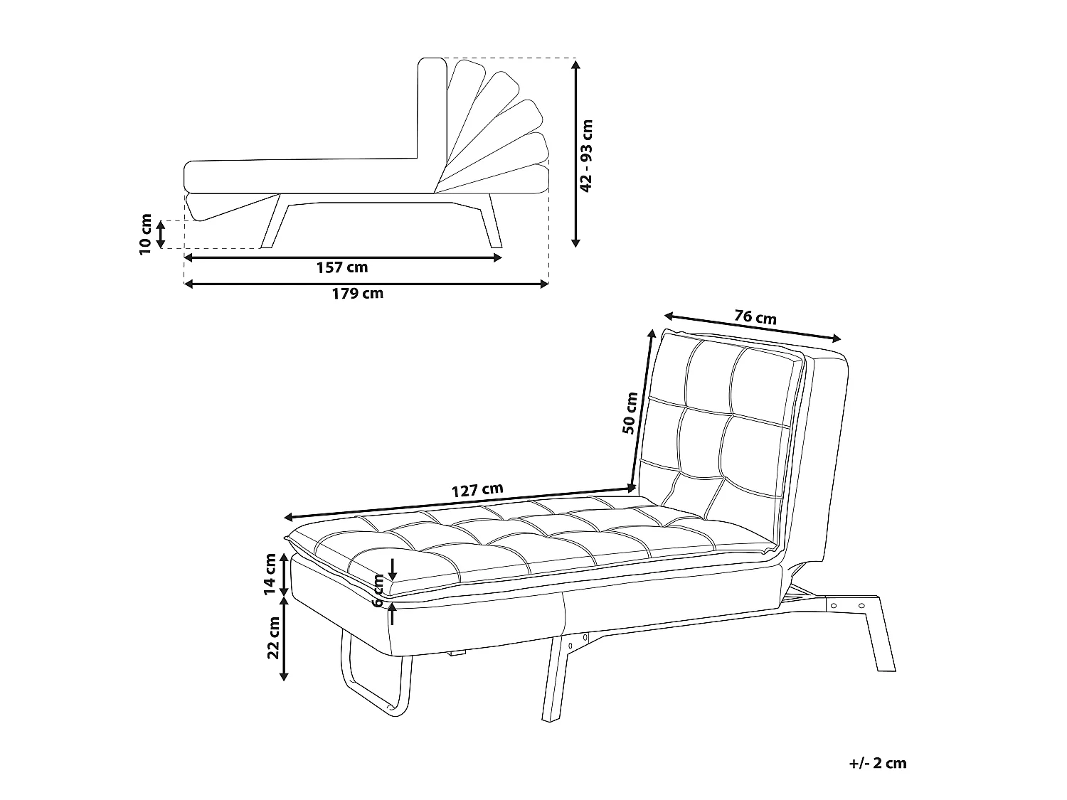 Chaise longue LOIRET Tissu Rouge