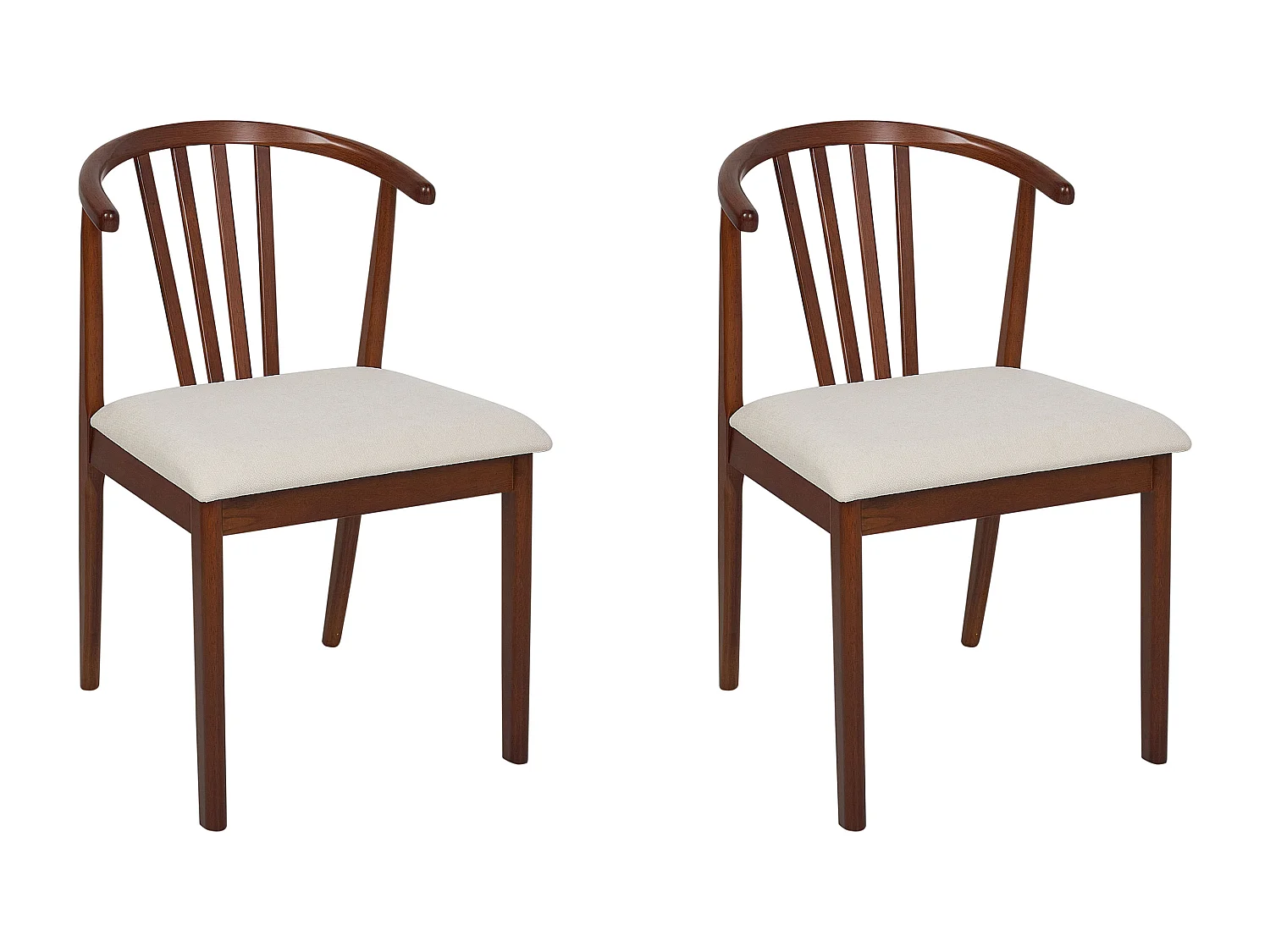 Esszimmerstuhl 2er Set Holz dunkelbraun mit Sitzpolster hellbeige Streben Craig