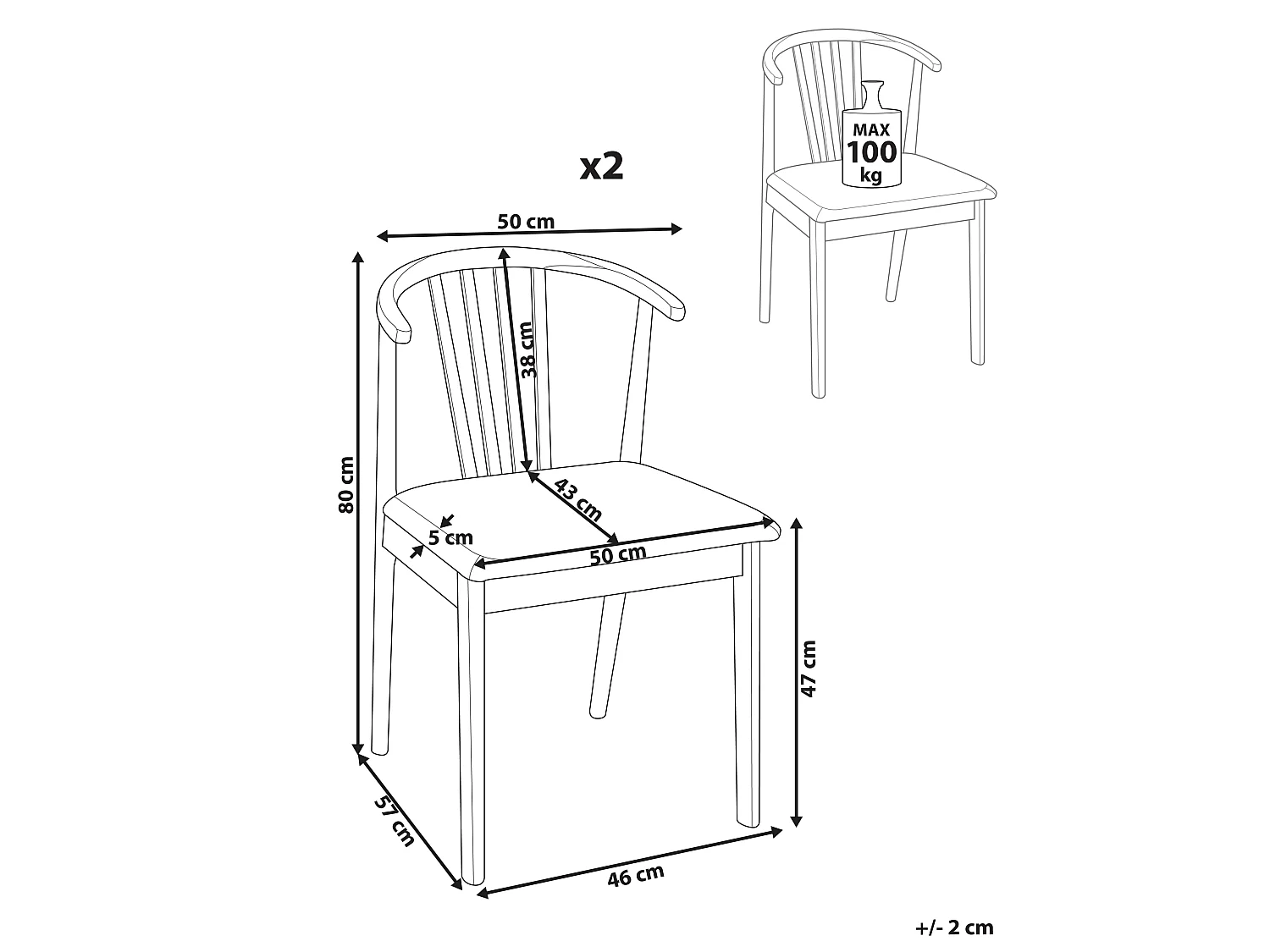 Set van 2 eetkamerstoelen CRAIG Hout Donkere houtkleur