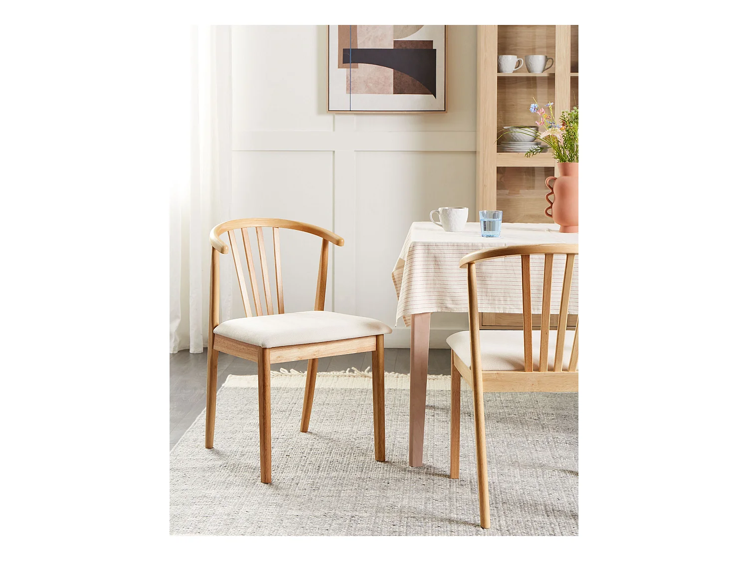 Lot de 2 chaises de salle à manger CRAIG Bois Marron clair/beige