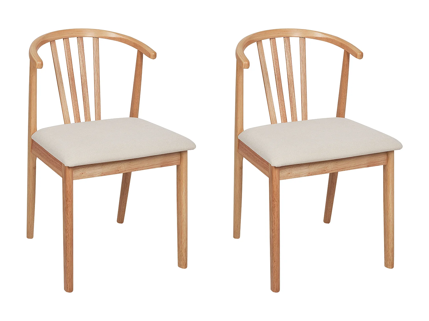 Lot de 2 chaises de salle à manger CRAIG Bois Marron clair/beige