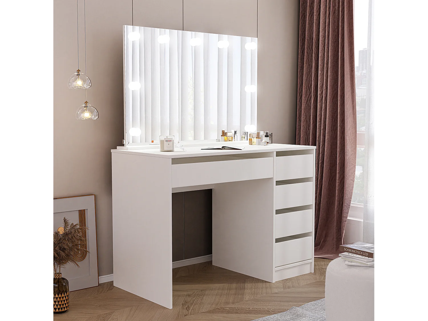 Coiffeuse Bella Table De Maquillage Moderne Blanc mat