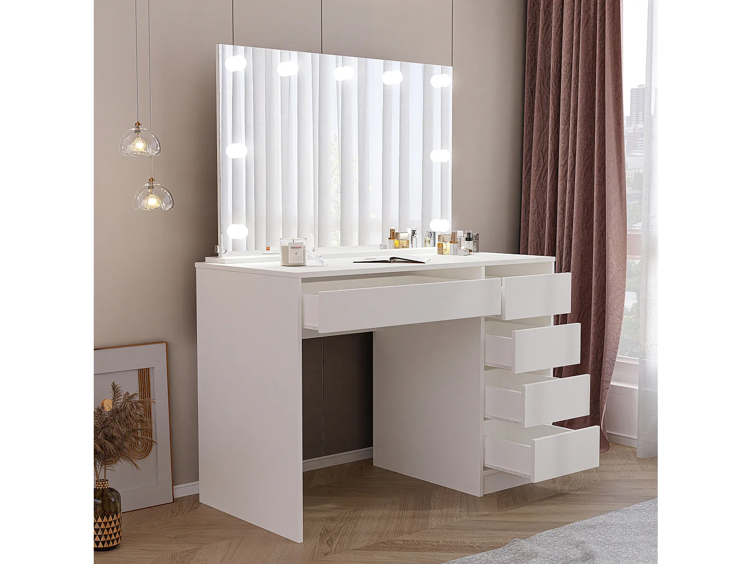 Coiffeuse Bella Table De Maquillage Moderne Blanc mat