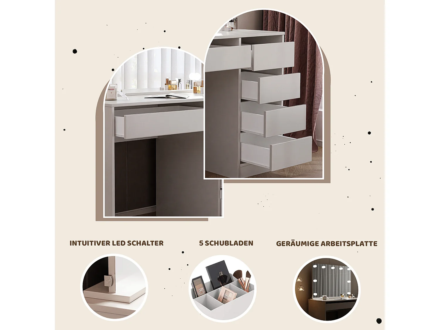 Coiffeuse Bella Table De Maquillage Moderne Blanc mat