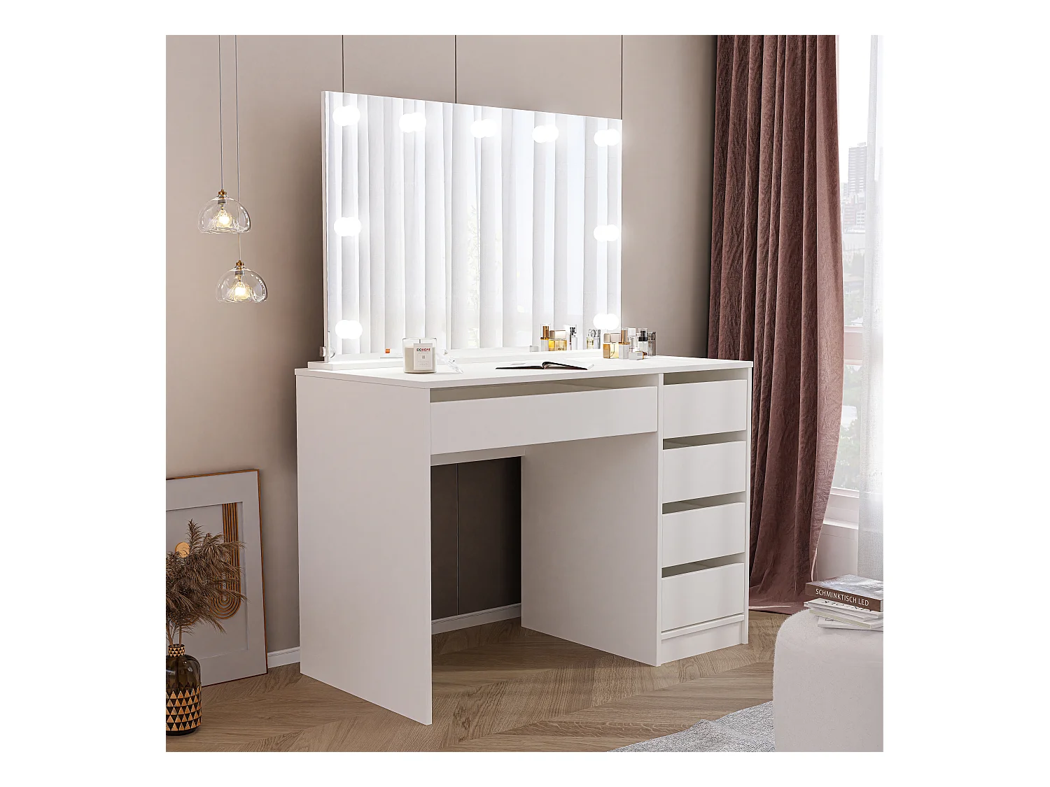 Coiffeuse Bella Table De Maquillage Moderne Blanc mat
