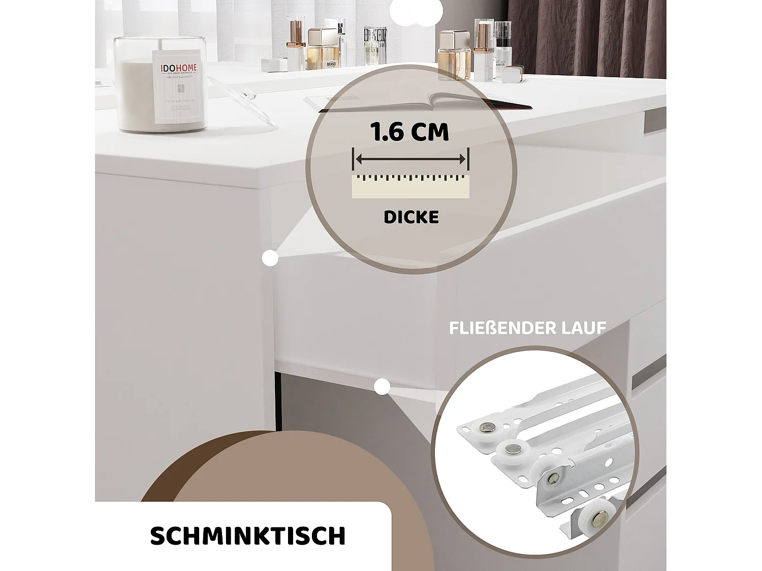 Friseur Bella Make-up-Tisch Modernes Mattweiß