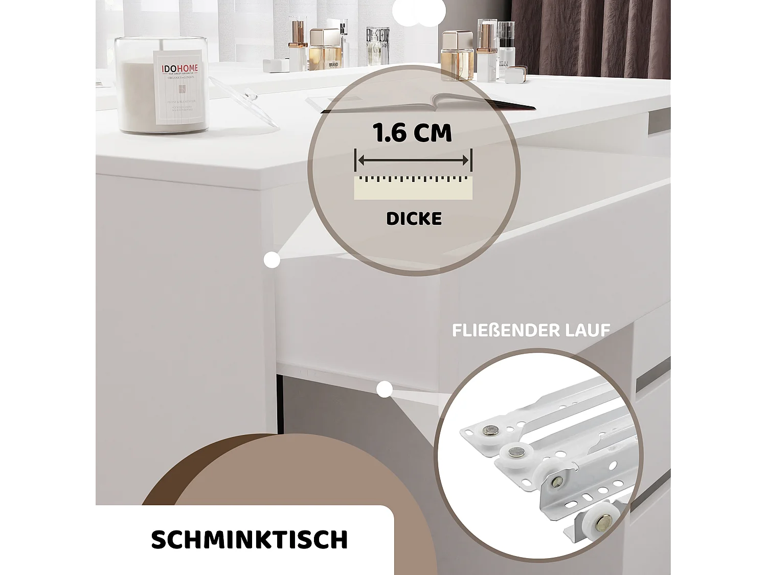 Friseur Bella Make-up-Tisch Modernes Mattweiß