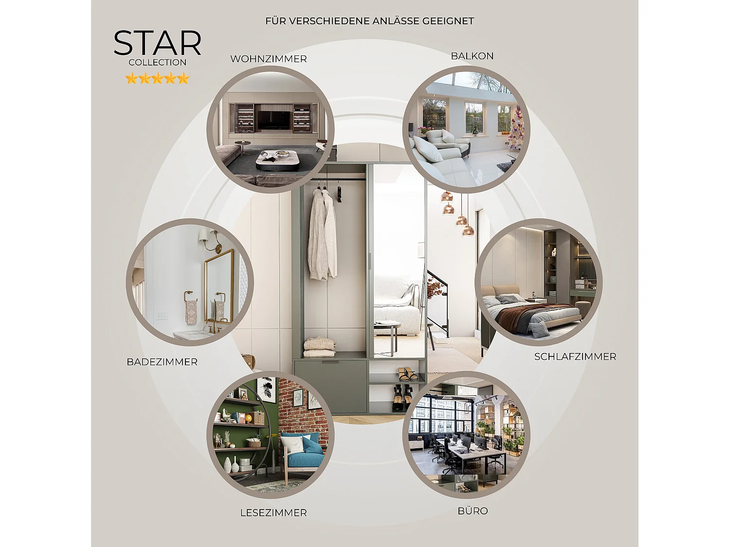 Kledingkast met spiegel Groene Steen