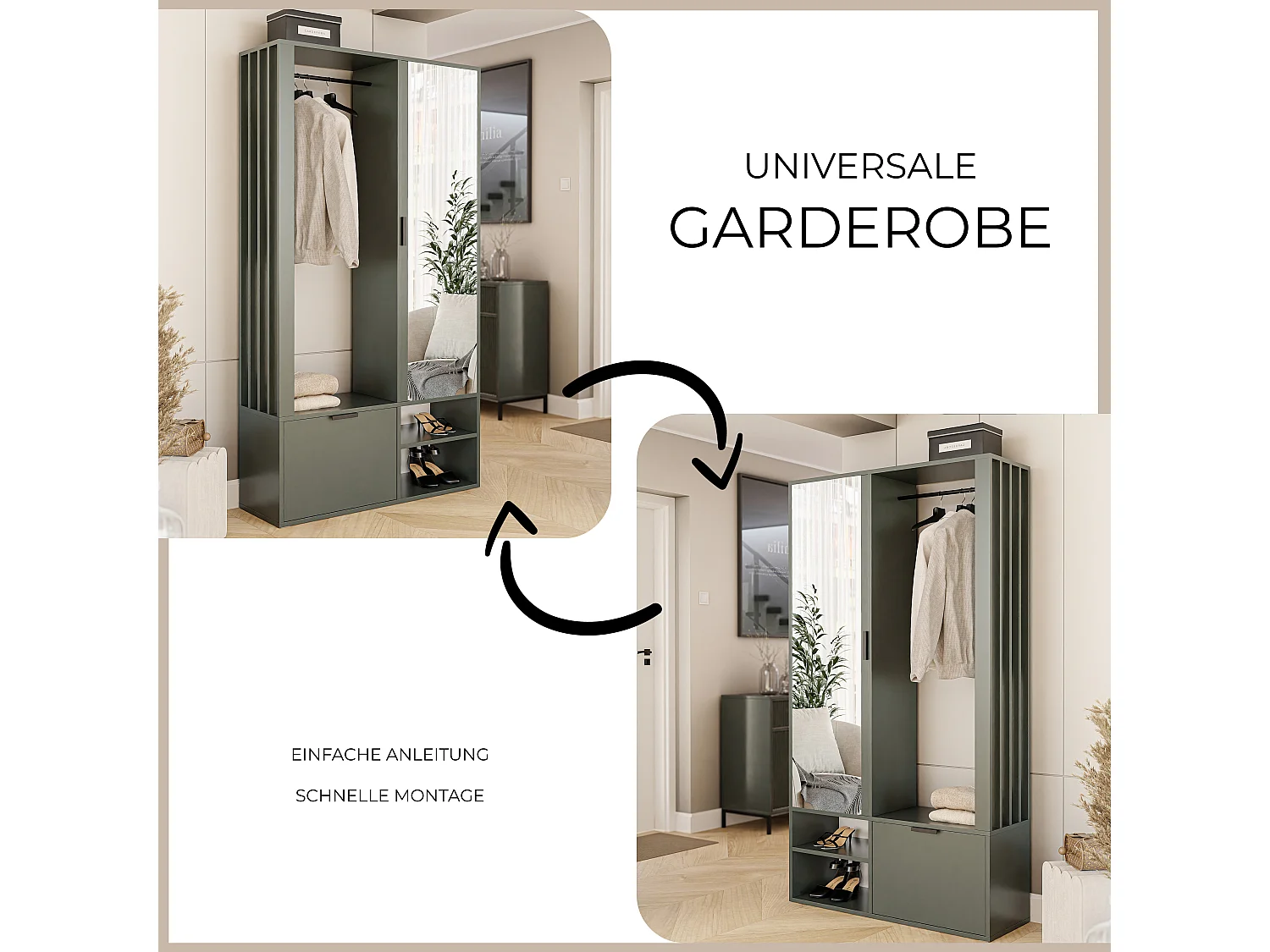 Kledingkast met spiegel Groene Steen