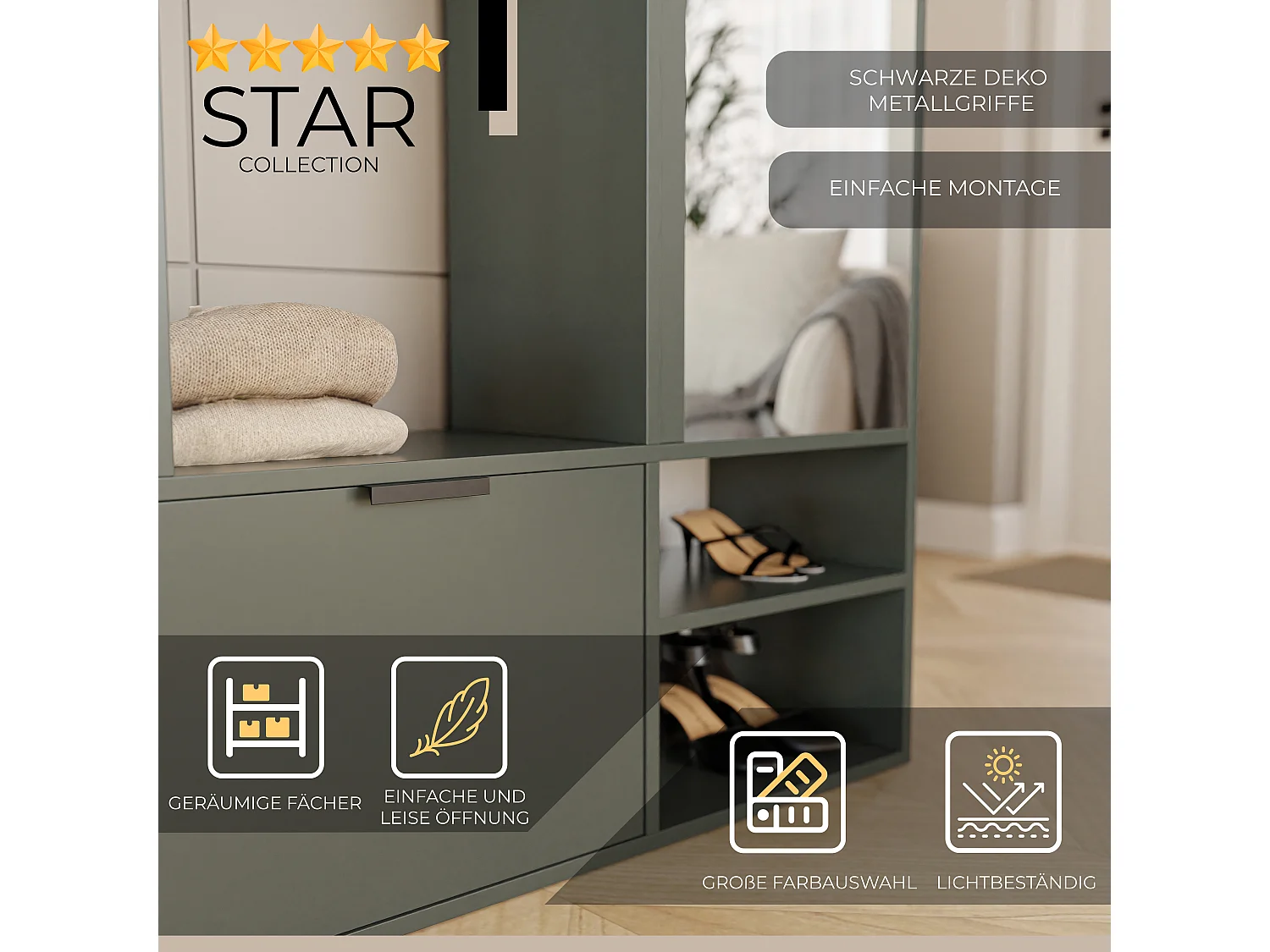 Kledingkast met spiegel Groene Steen