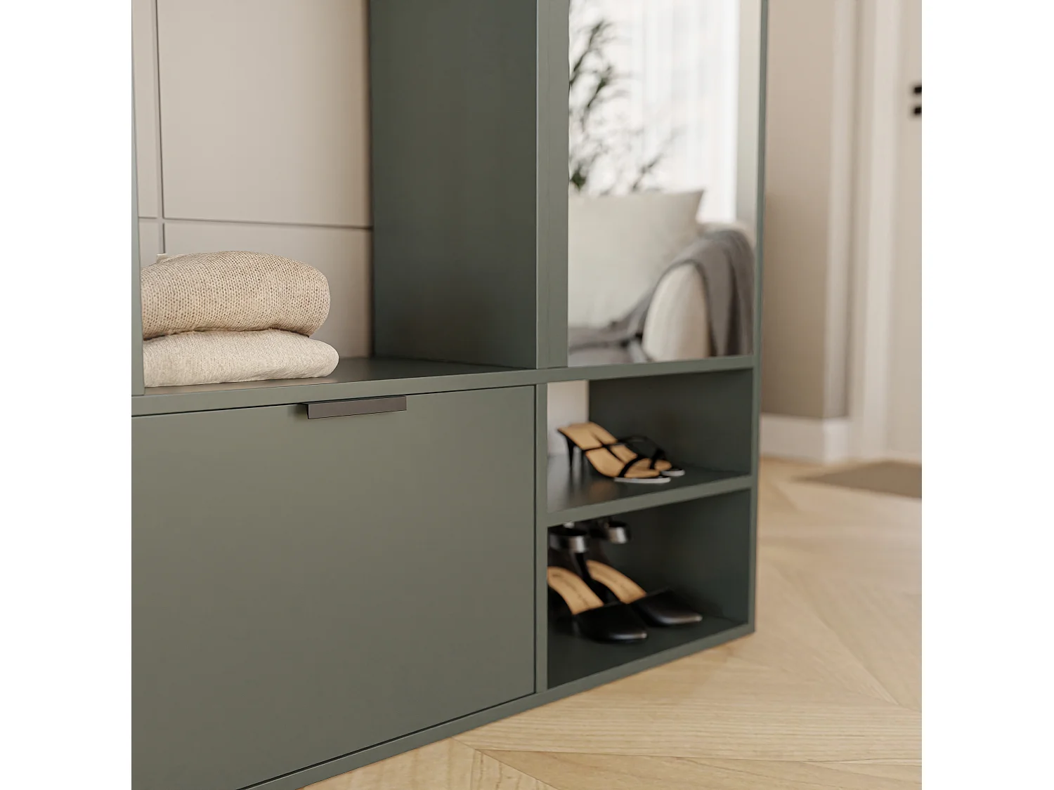 Kledingkast met spiegel Groene Steen