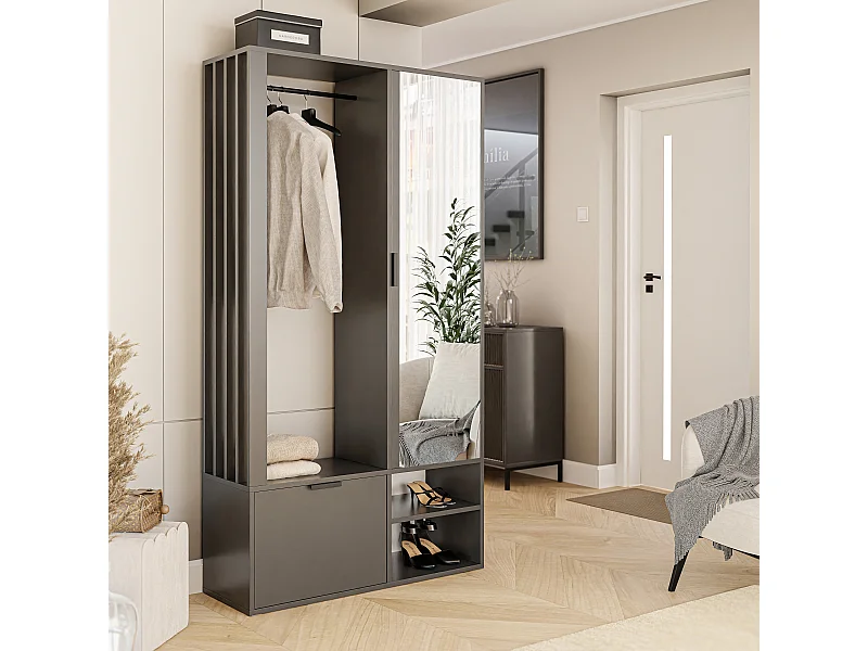Armoire dressing avec miroir Graphite