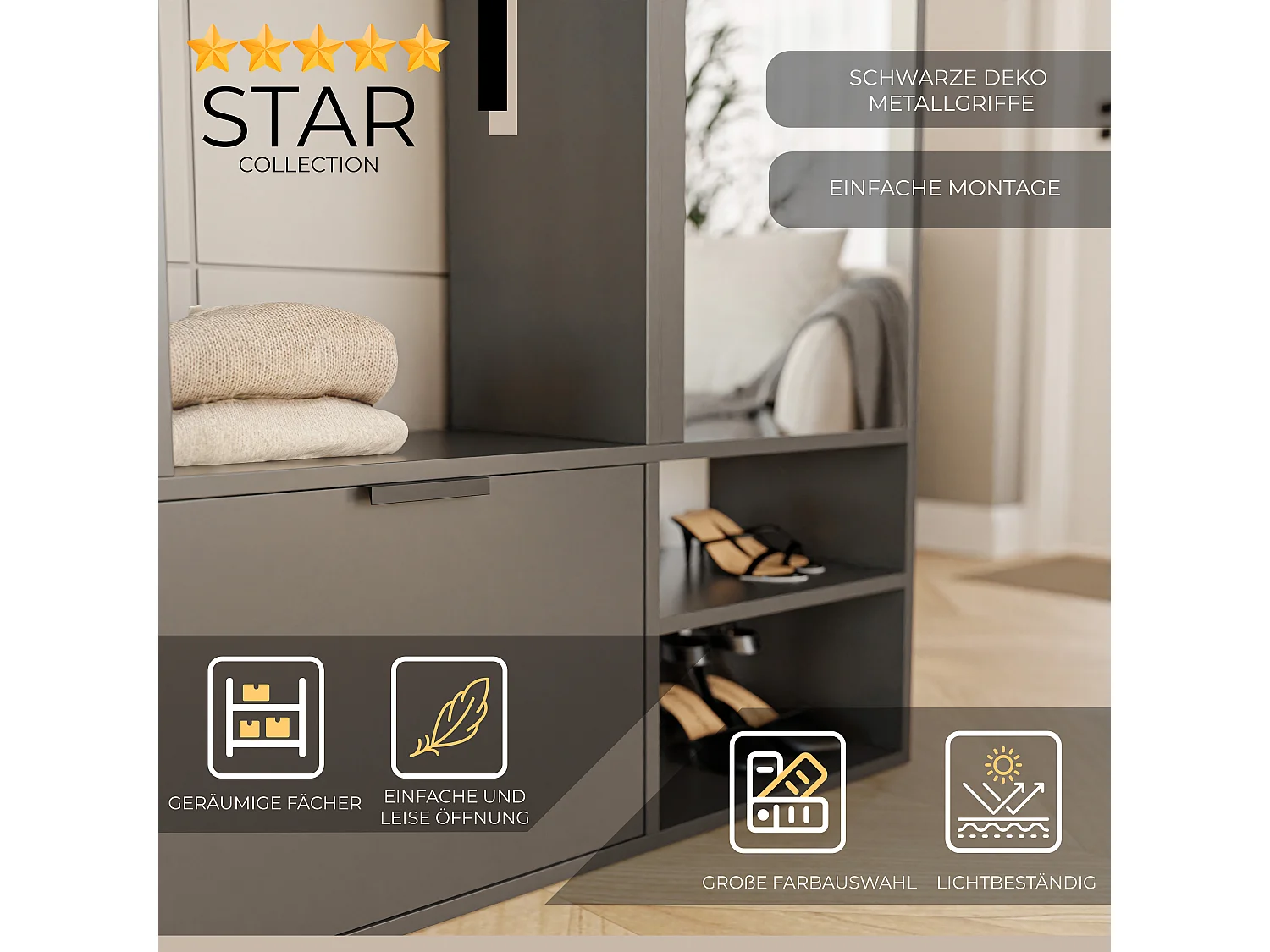 Armoire dressing avec miroir Graphite