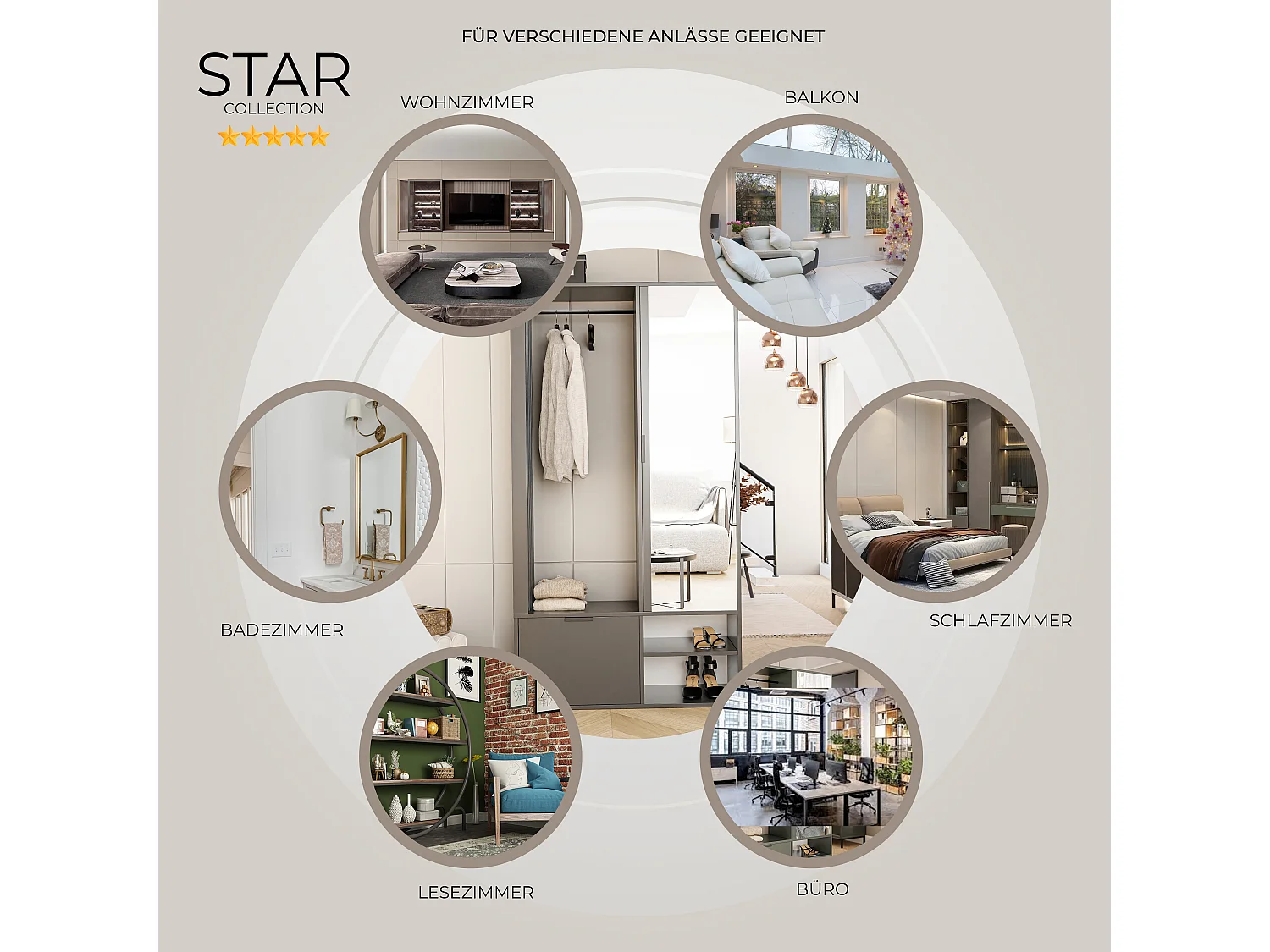 Kleiderschrank mit Spiegel Graphit