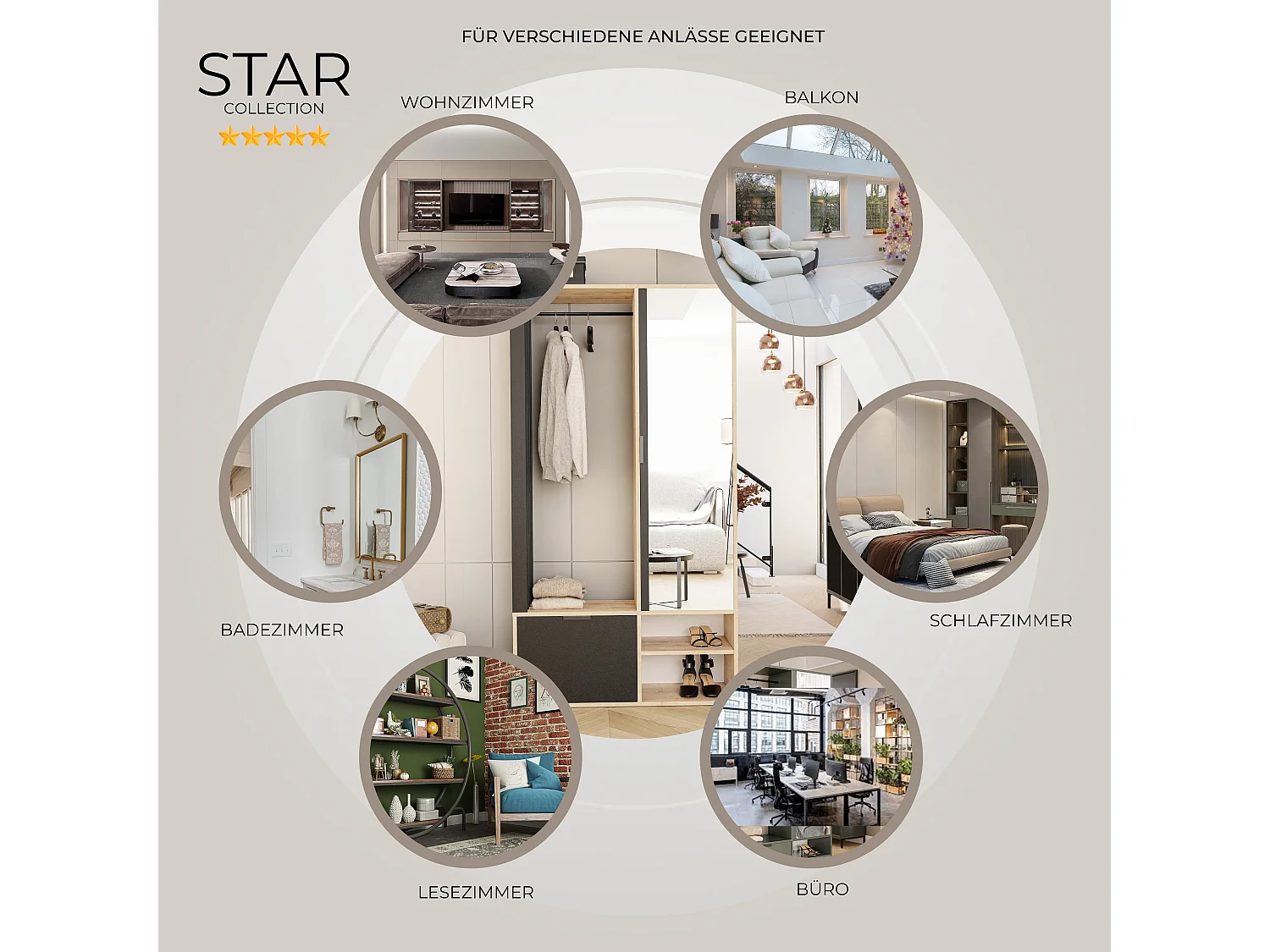 Armoire dressing avec miroir Chêne Artisanal/Noir