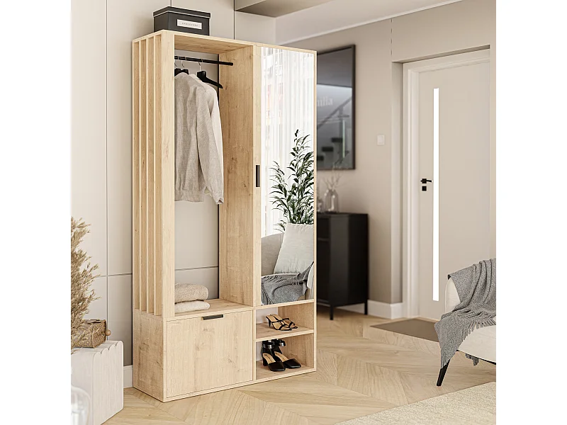 Armoire dressing avec miroir Chêne Artisanal