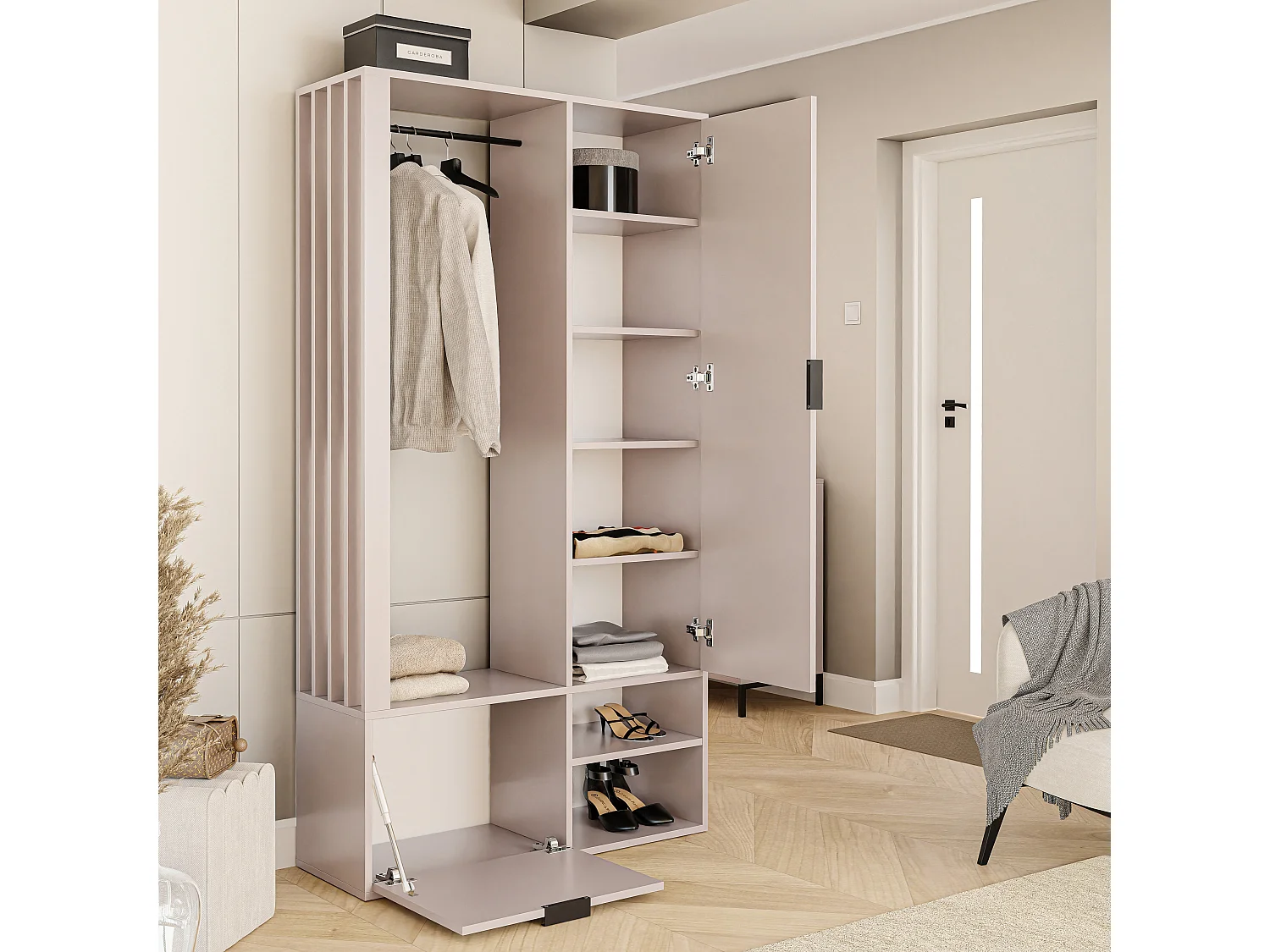 Kleiderschrank mit Spiegel Kaschmir