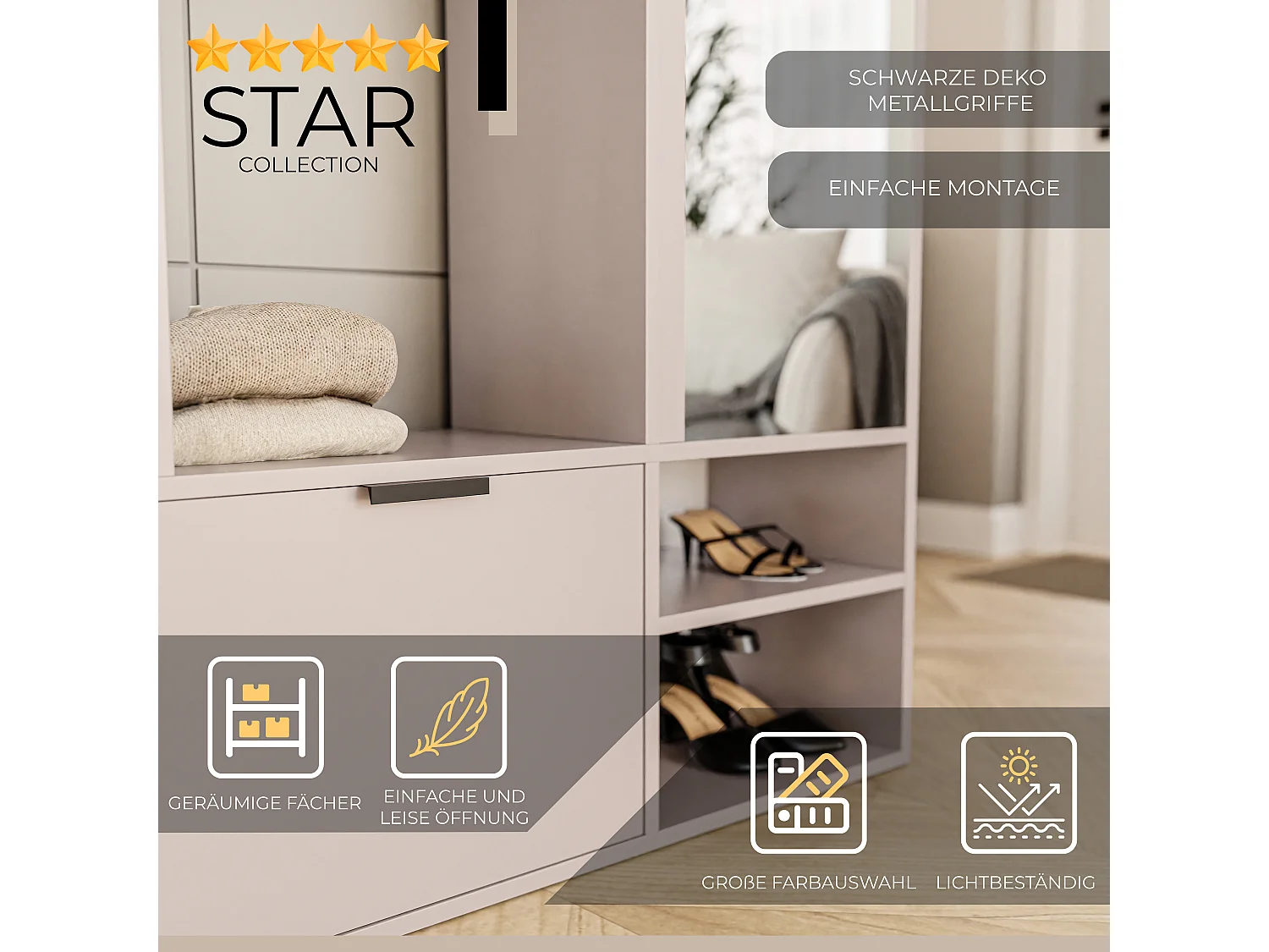 Kleiderschrank mit Spiegel Kaschmir