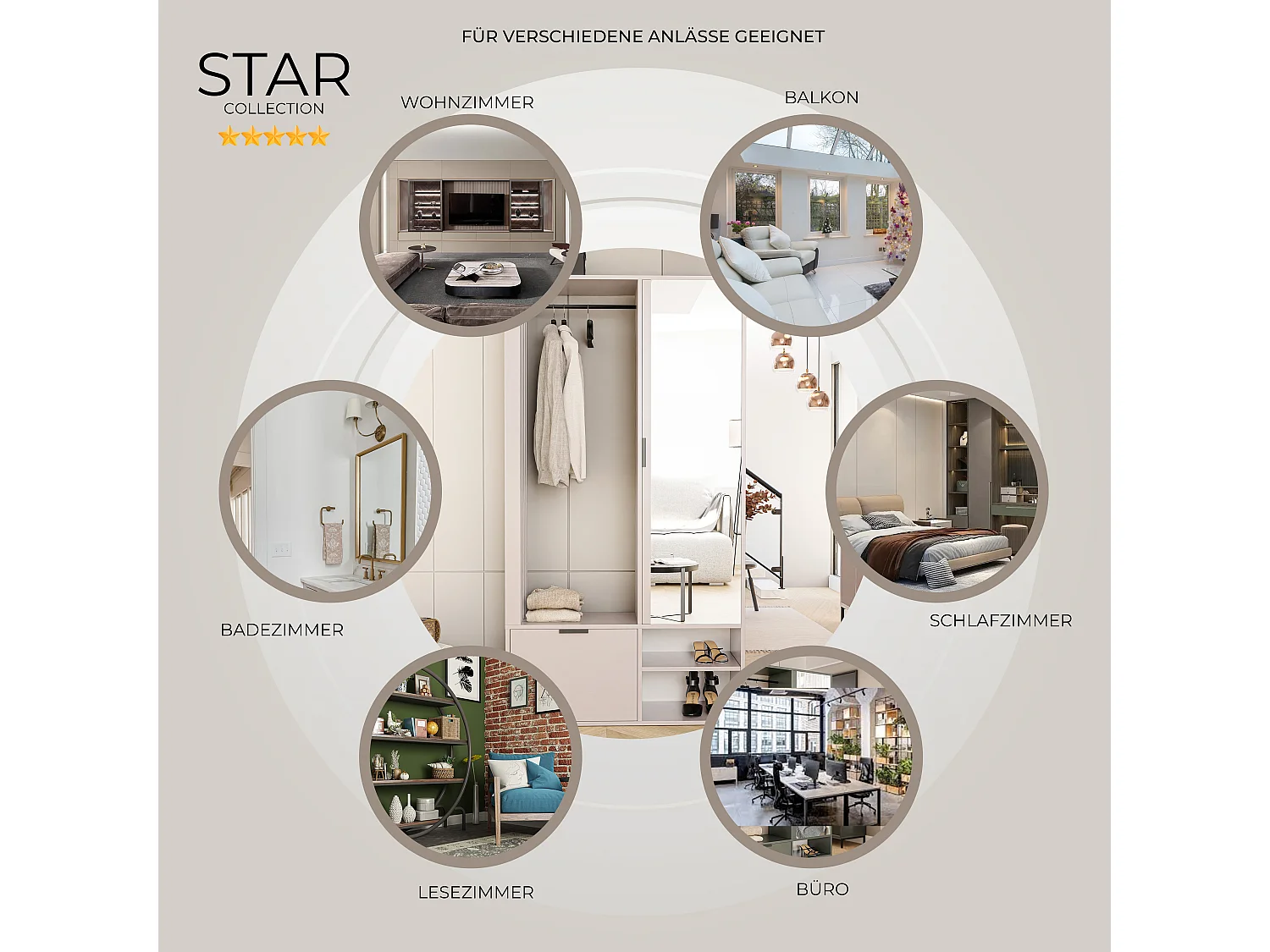 Kleiderschrank mit Spiegel Kaschmir