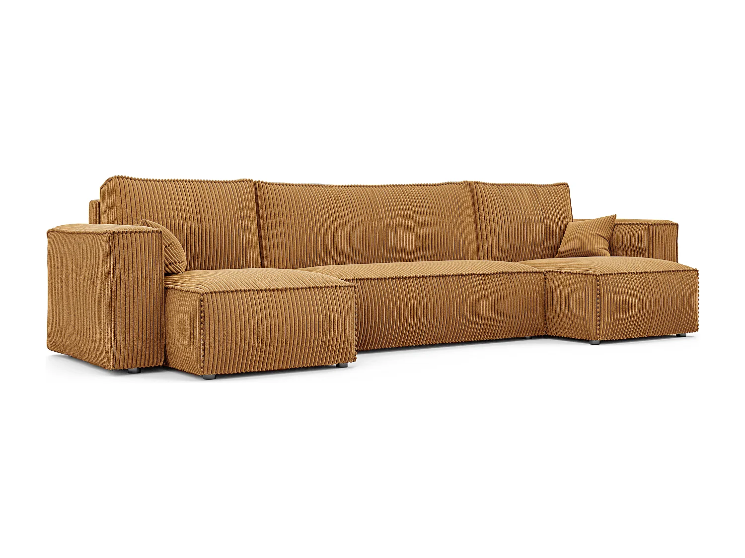 Canapé d'angle Paris U fonction couchage, et tissu Jaune moutarde